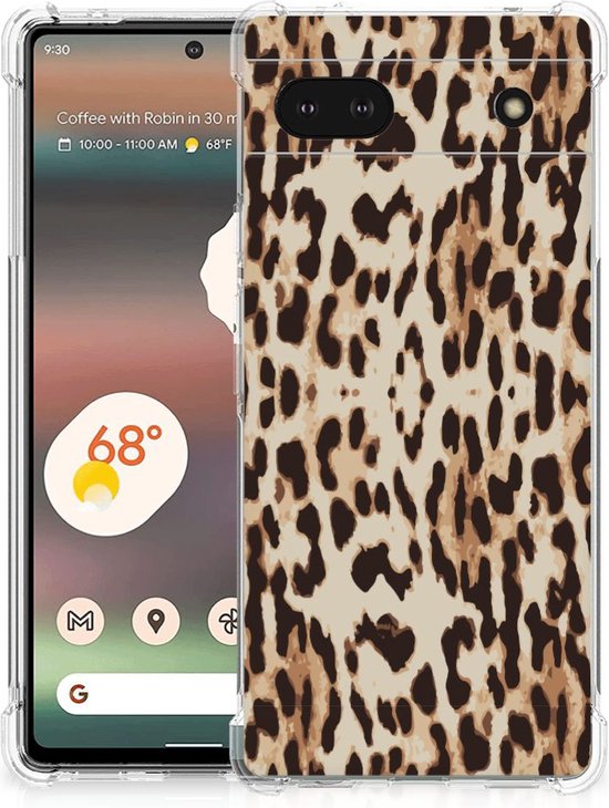 Hippe Hoesje Google Pixel 6A Smartphone hoesje met doorzichtige rand Leopard