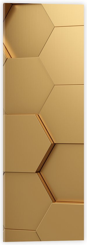 Acrylglas - Hexagon Wand in het Goud - 20x60 cm Foto op Acrylglas (Met Ophangsysteem)