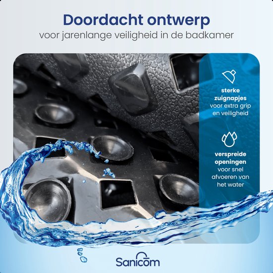 Douchemat, met zuignappen, wit, 54 x 54 cm