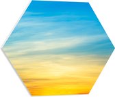 PVC Schuimplaat Hexagon - Oranje Lucht van Zonsondergang - 50x43.5 cm Foto op Hexagon (Met Ophangsysteem)
