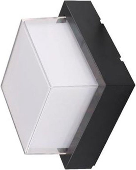 LED Tuinverlichting - Buitenlamp - Wand - Kunststof Mat Zwart - 12W Natuurlijk Wit 4200K - Vierkant