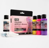HIMI - Set Acryl Pouring - 4 couleurs 59ml + Huile de silicone 15ml - Blossom