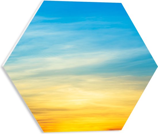 PVC Schuimplaat Hexagon - Oranje Lucht van Zonsondergang - 40x34.8 cm Foto op Hexagon (Met Ophangsysteem)