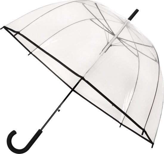 Paraplu Ø81cm- Transparant - Stormbestendig - Zwart
