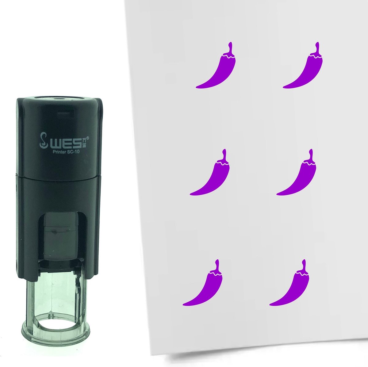 CombiCraft Stempel Chili Peper 10mm rond - Paarse inkt