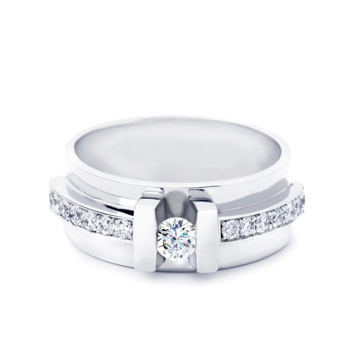Witgouden damesring - 14 karaat - R&C Delphine RIN0064M-P - diamant 0.28 crt. totaal - kado -Maat 54/17.25 - uitverkoop Juwelier Verlinden St. Hubert - van €2290,- voor €1595,-