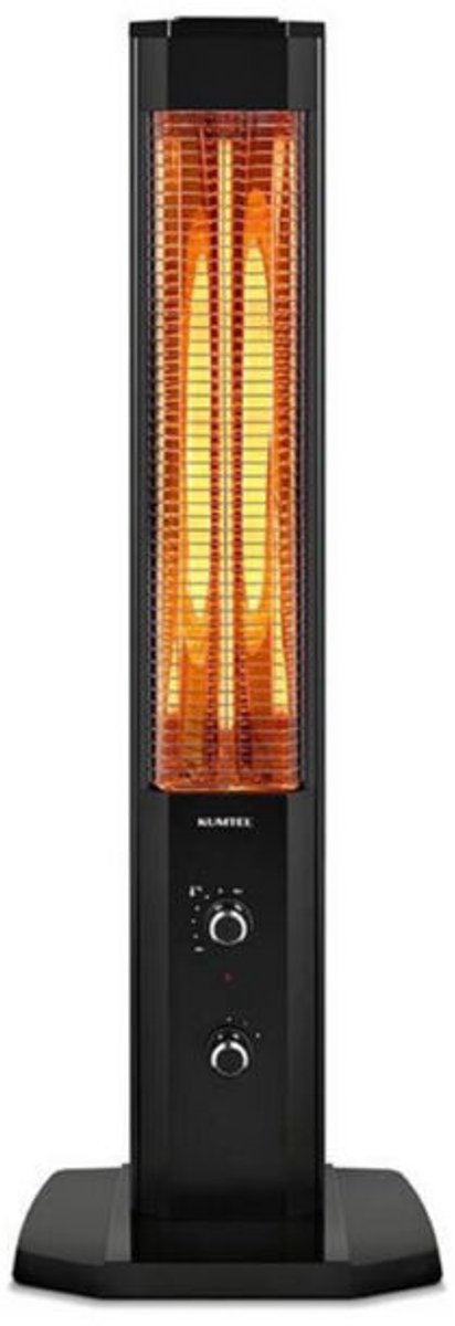 KUMTEL Infrarood staande warmtestraler met thermostaat infrarood verwarming voor binnen en buiten 2 warmtestanden standaard draagbaar elegant design 1200 watt zwart