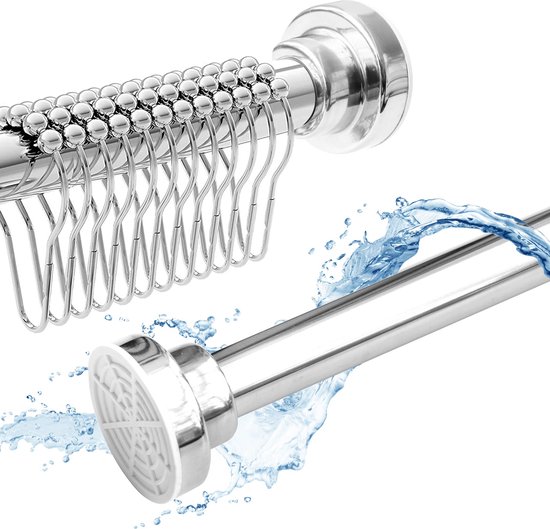 Karat Douchegordijnstang Venstelbaar Chroom Inclusief ringen 70