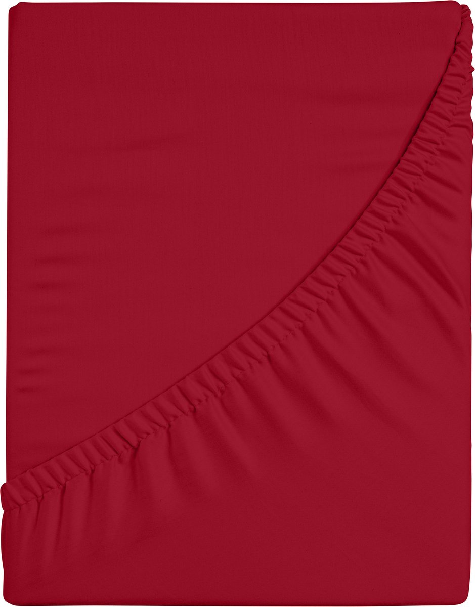 Komfortec Jersey Stretch Hoeslaken 200x200 cm - 30cm Matrasdikte- Rondom Elastiek - 100% Katoen - Rood