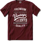Vintage Legend Sinds 1973 - verjaardag en feest cadeau - Kado tip - T-Shirt - Unisex - Burgundy - Maat XXL