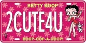 Betty Boop 2CUTE4U. Metalen wandbord in reliëf 15 x 30 cm.