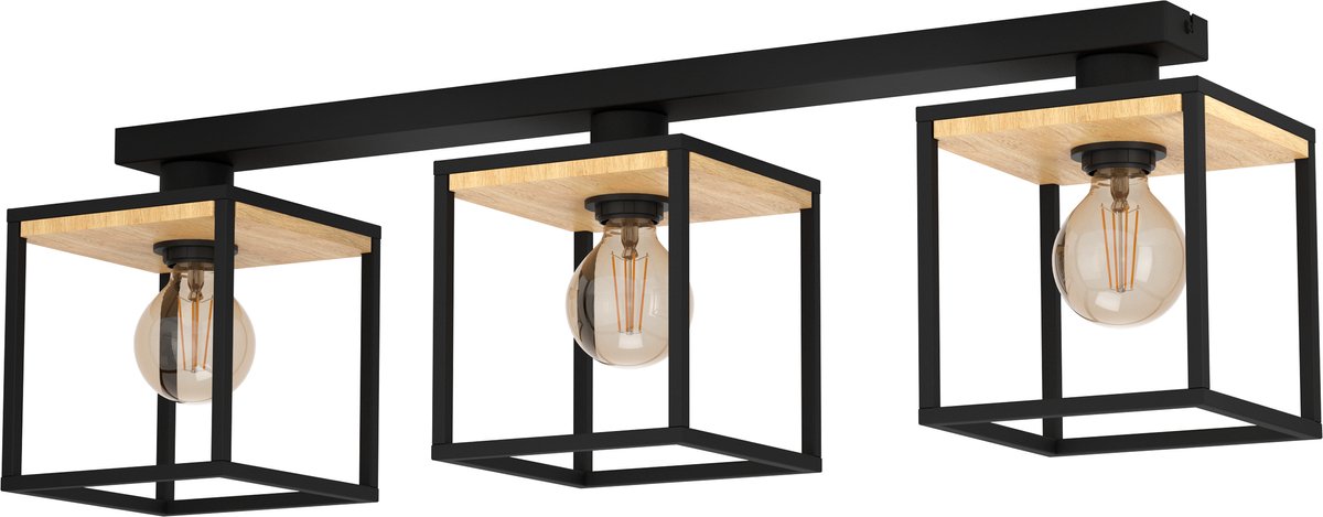 EGLO Libertad Plafondlamp - E27 - 86 cm - Zwart/Bruin