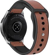 Strap-it smartwatch bandje leer - leren siliconen hybrid bandje geschikt voor Huawei Watch GT 2 42mm / GT 3 42mm / GT 3 Pro 43mm - Polar Ignite / Ignite 2 / 3 / Unite / Pacer - Amazfit GTS 1-2-3-4 / Bip / GTR 42mm - lichtbruin