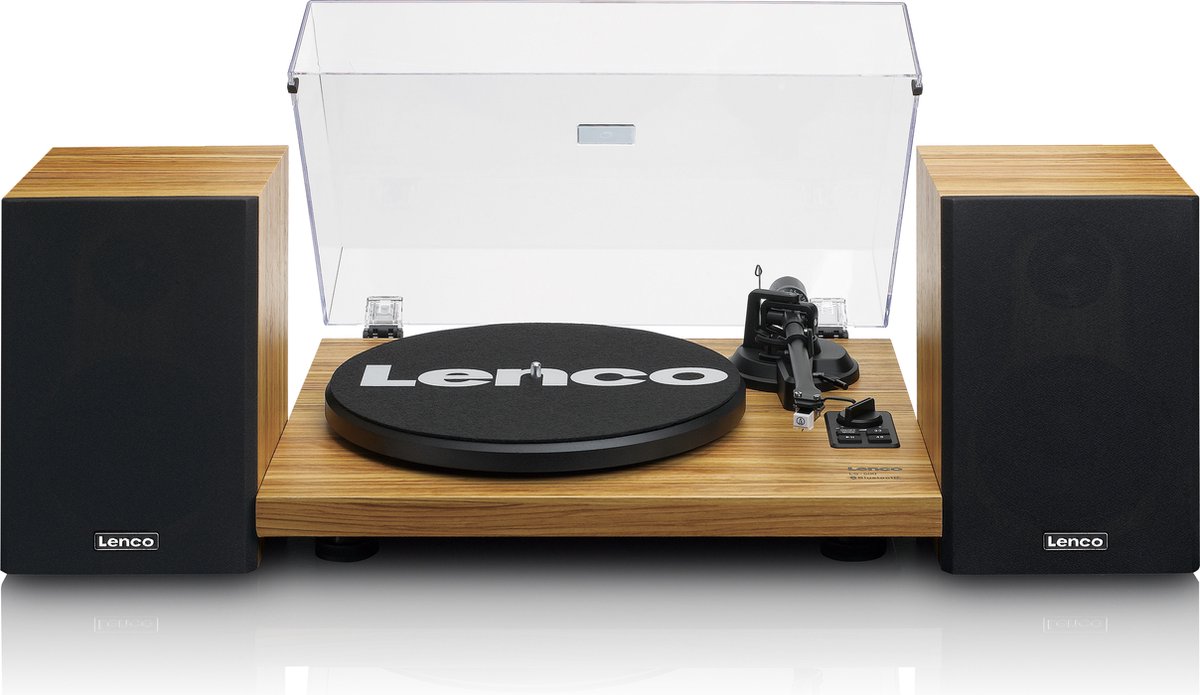 Lenco LS-500OK - Platenspeler met ingebouwde versterker en Bluetooth plus 2 externe speakers - Hout