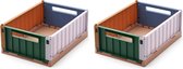 Liewood Weston storage box- 2 stuks - Small - Garden green multi mix