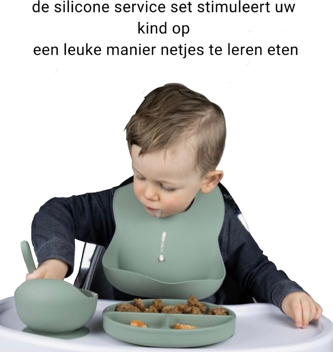 BÉABA, Siliconen serviesset voor baby's, met zuignap, antislip, 4-delig, bord kom glas lepel, gezonde en duurzame siliconen, vaatwasmachinebestendig, magnetron, saliegroen BÉABA, Siliconen serviesset voor baby's, met zuignap, antislip, 4-delig, bord kom glas lepel, gezonde en duurzame siliconen, vaatwasmachinebestendig, magnetron, saliegroen