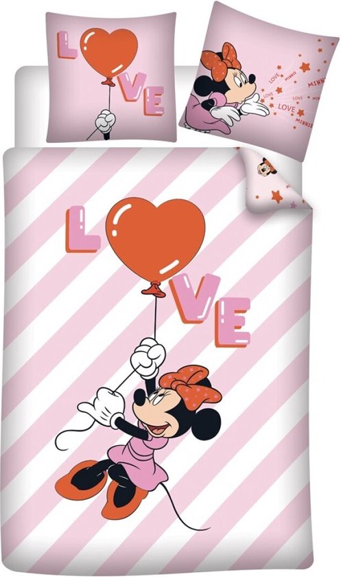 Disney Minnie Mouse Dekbedovertrek Love Balloon - Eenpersoons - 140 x 200 cm - Katoen
