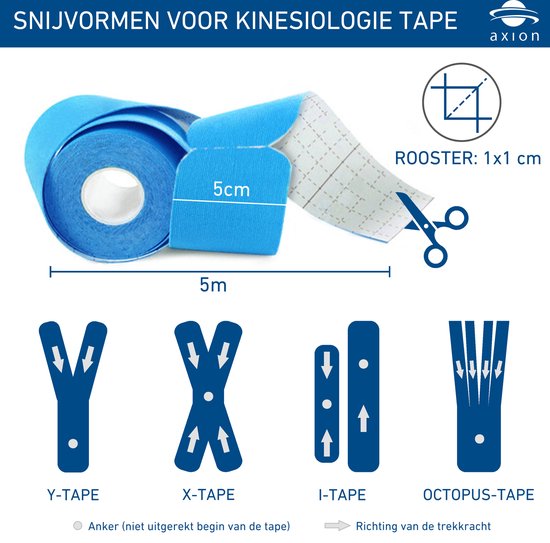 axion® - Kinesiologie sporttape 12-delige set - Rollen van 5mx5cm - Meerdere kleuren - Waterdicht