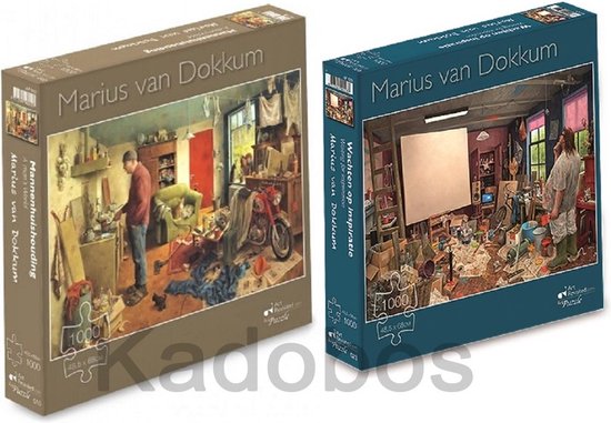 2x puzzel 1000 pcs - Marius van Dokkum - Mannenhuishouding - Wachten op