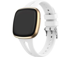 Strap-it Luxe siliconen bandje - geschikt voor Fitbit Versa 3 / Versa 4 / Sense / Sense 2- wit - Maat: Maat L
