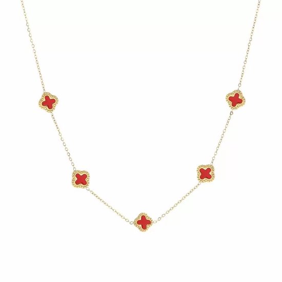 Bijoutheek Collier 5 Klavers Rood