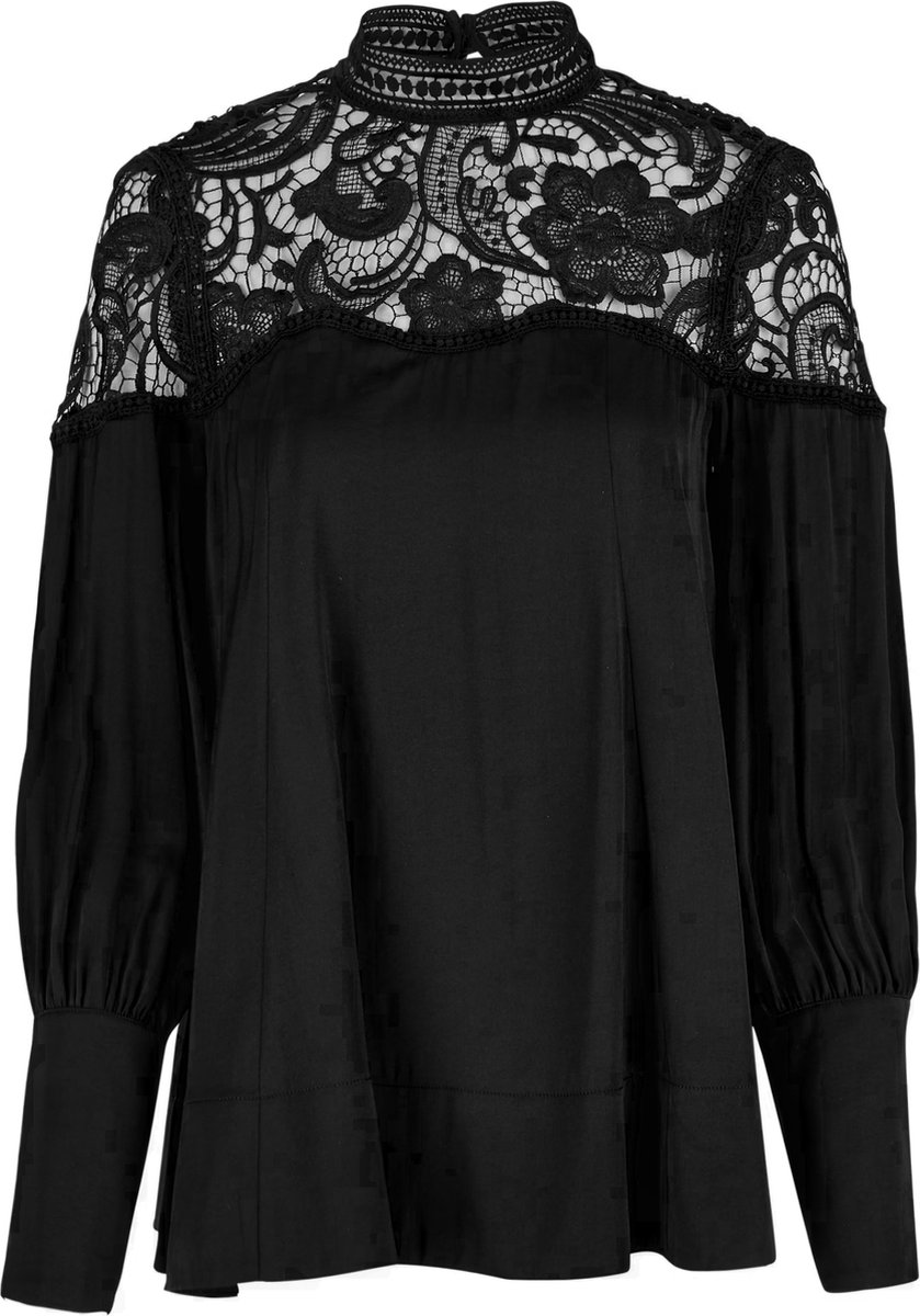 Marc Aurel • zwarte blouse met kant • maat 36