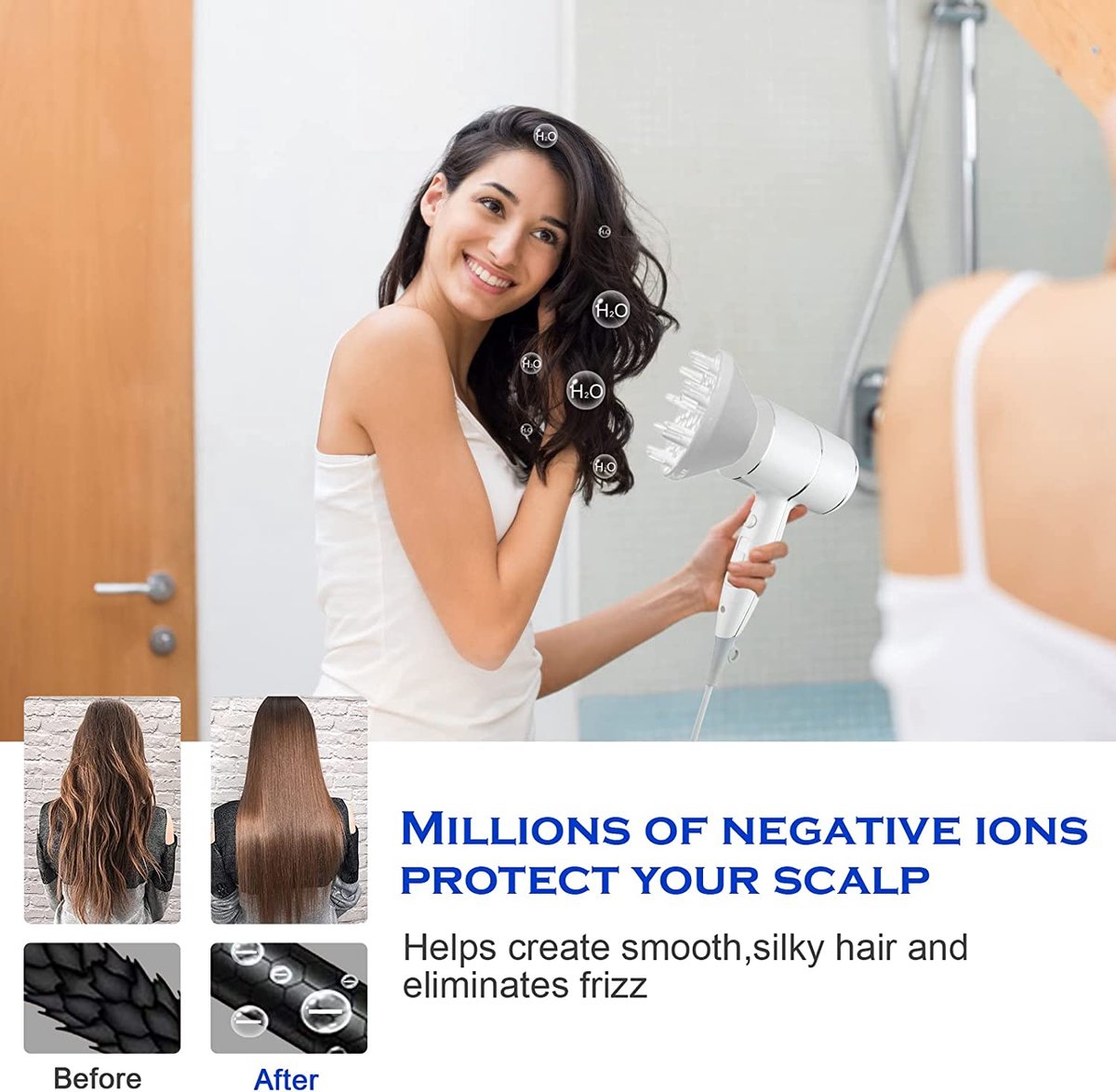 QL Haardroger Ionen 2000Watt met Diffuser en Concentrator,Föhn met ...