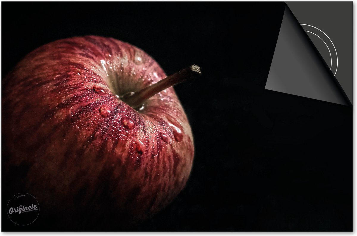 Inductie beschermer 81x52 - afdekplaat inductie mat - Dietrix Kookplaat beschermer - DELUXE - Groente en Fruit - Appel met waterdruppels