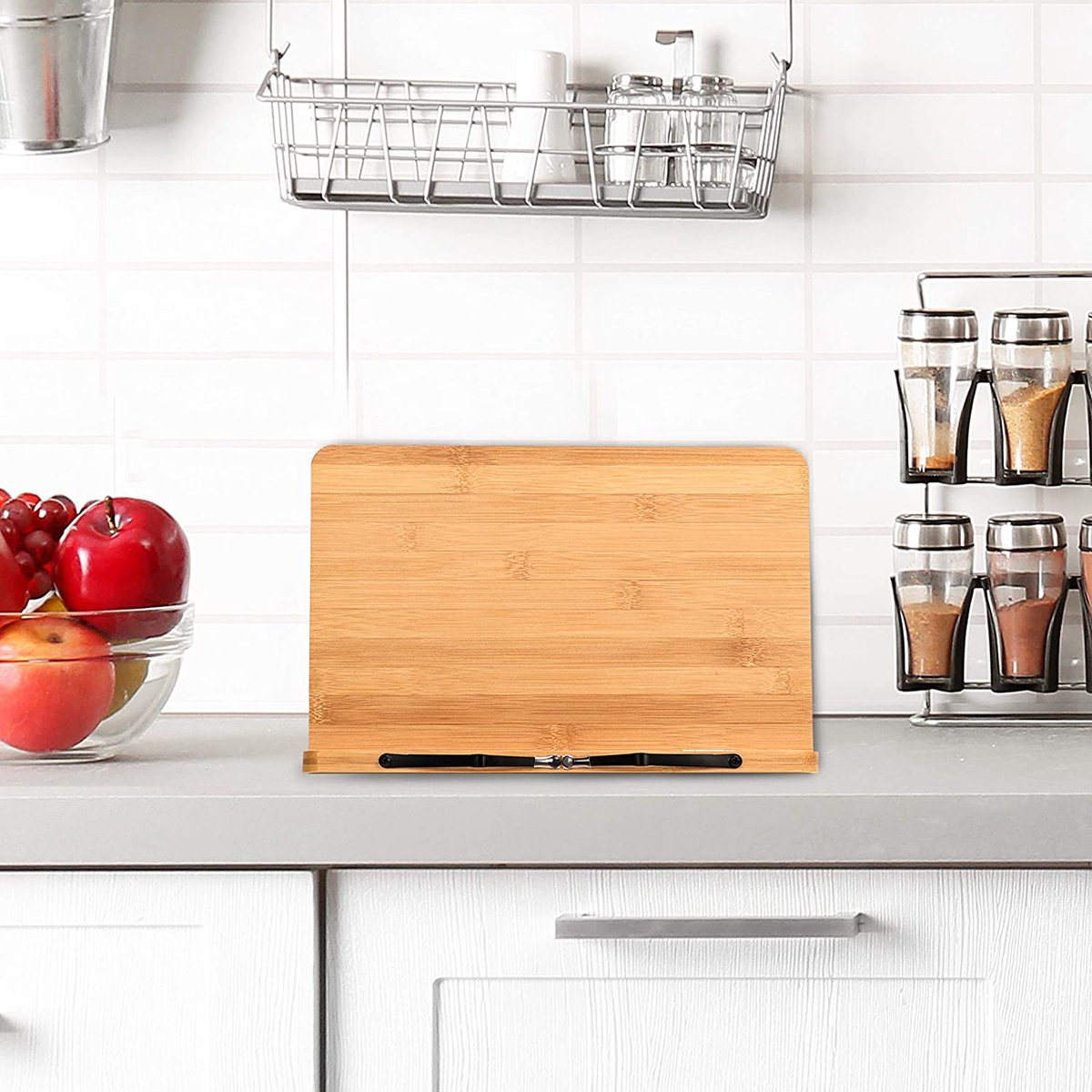 Support Livre De Cuisine En Bois Naturel | Réglable Et Pliable | Pour Recettes, Ordinateur, Partitions | Style Vintage
