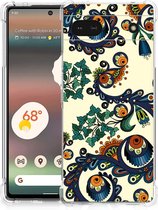 Telefoontas Google Pixel 6A Shockproof Case met doorzichtige rand Barok Flower