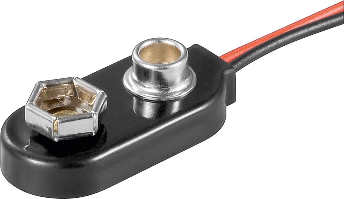 Batterijhouder voor 1 9V/E-batterij - waterafstotend - kabel met open einde - versie 1