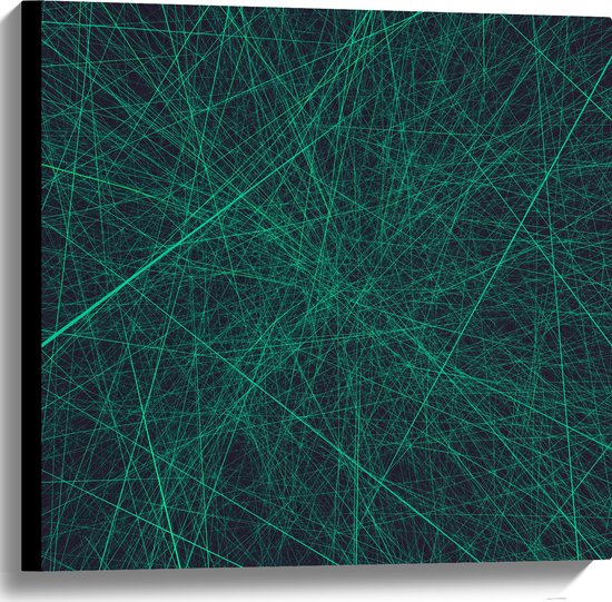 Canvas - Geometrische Groenkleurigee Lijnen - 60x60 cm Foto op Canvas Schilderij (Wanddecoratie op Canvas)