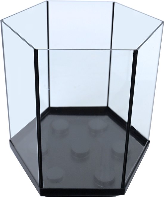 Boon aquarium Hexagon met zwarte kit, 35x35 cm. bol
