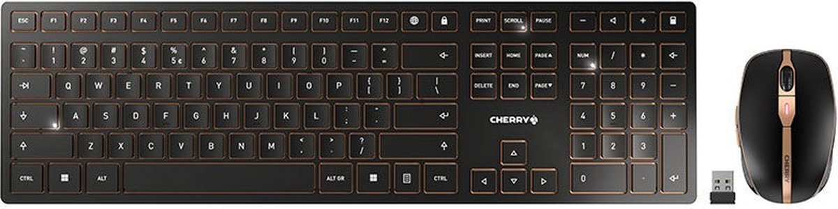 CHERRY DW 9100 SLIM toetsenbord Inclusief muis RF-draadloos + Bluetooth QWERTY Brits Engels Zilver