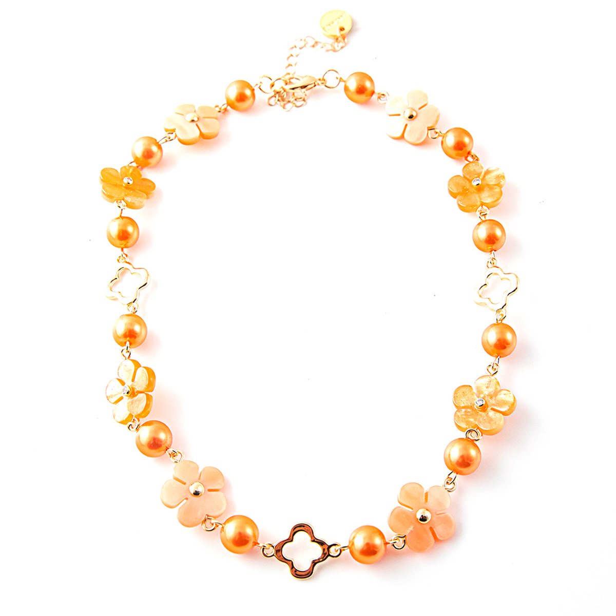 Les Cordes - Halsketting - Collier - KITTI - Oranje - Metaal - Sieraad Dames - Juwelen