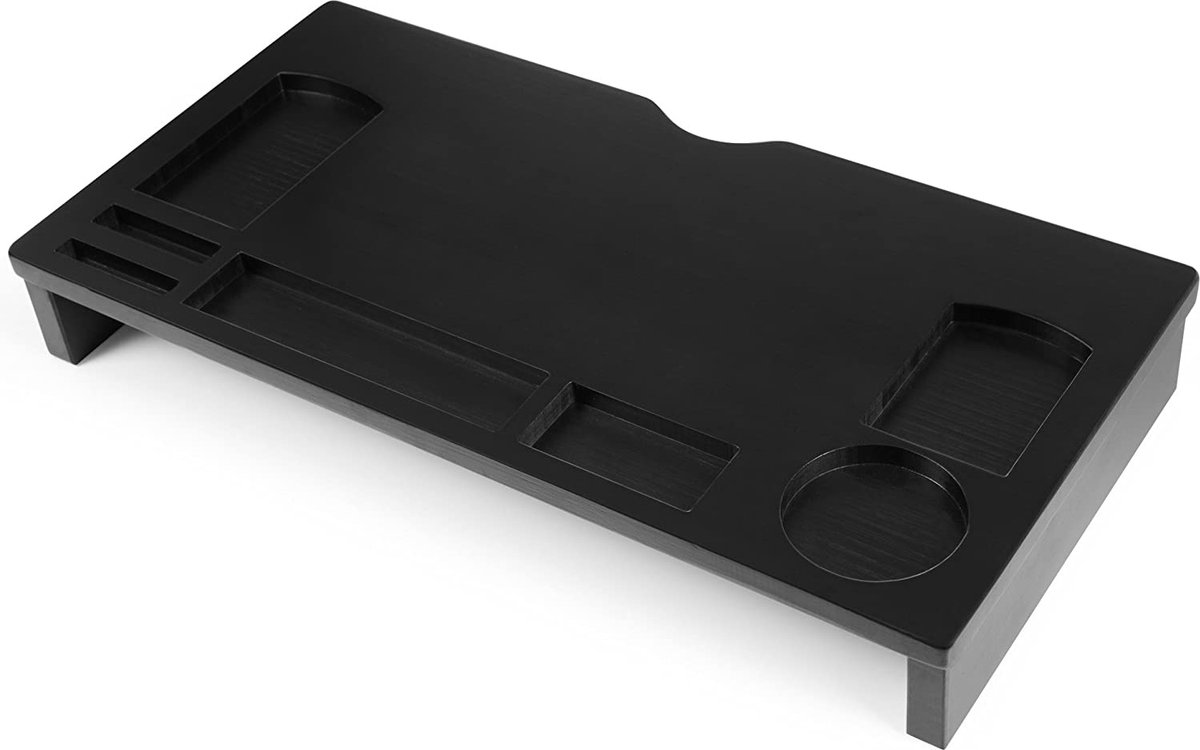 Bamboe Monitor Stand - PC-standaard - voor Computer, Laptop, Bureau-organisator - 60 x 30,2 x 8,5 cm - Zwart