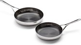 Crowd Cookware – Blackbeard pannenset - Ø24 + 28 cm - RVS – Krasbestendig en non-stick – Geschikt voor alle warmtebronnen inclusief oven - Vaatwasserbestendig