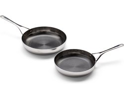 Crowd Cookware – Blackbeard pannenset - Ø24 + 28 cm - RVS – Krasbestendig en non-stick – Geschikt voor alle warmtebronnen inclusief oven - Vaatwasserbestendig