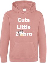 Pixeline Hoodie Cute Little Zebra roze 3-4 jaar - Zebra - Pixeline - Trui - Stoer - Dier - Kinderkleding - Hoodie - Dierenprint - Animal - Kleding