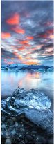 WallClassics - Poster Glanzend – Meerkleurige Lucht boven IJslandschap met Rotsen - 40x120 cm Foto op Posterpapier met Glanzende Afwerking