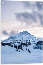 Tuinposter – Berg vol met Sneeuw - 60x80 cm Foto op Tuinposter (wanddecoratie voor buiten en binnen)