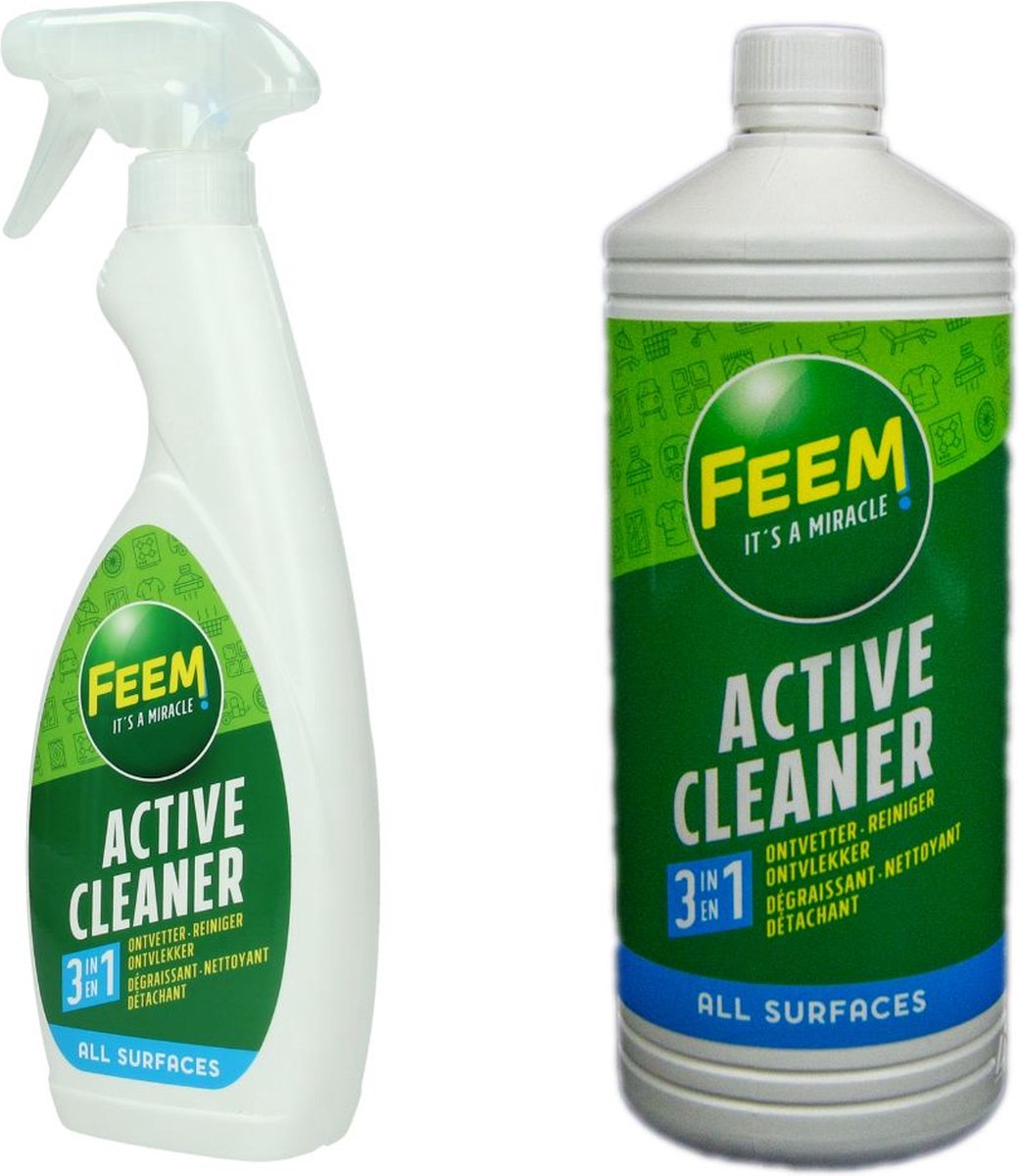 Feem active cleaner Ontvetter Voordeelpack: 1x Spuitfles + 1 x Navulling 1.5L