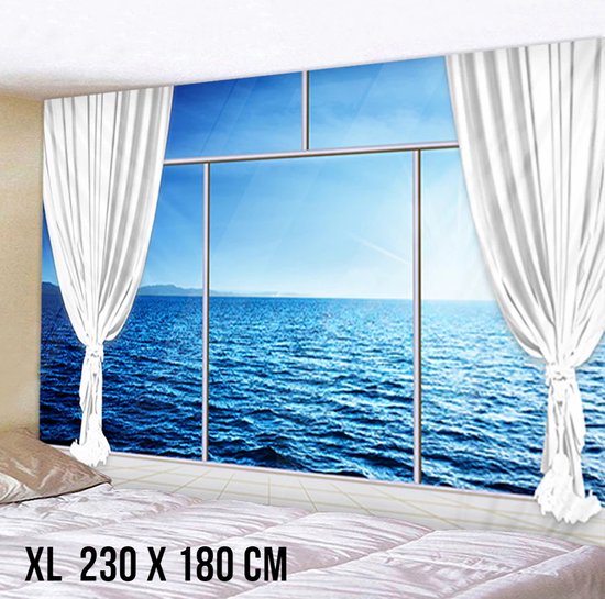 Allernieuwste® Urban Loft Wandkleed XL Wandtapijt Cruiseboot Uitzicht Op Zee Wanddecoratie Minimalisme Muurkleed Tapestry - Cruise Oceaan - 230 x 180 cm