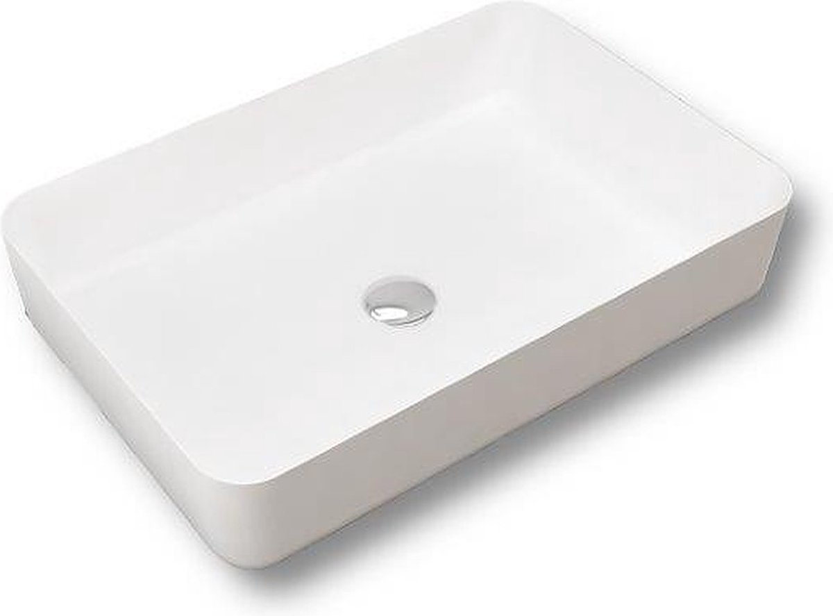 New York - Design Wastafel - Matte Wit - Wastafel - Handwastafel - Waskom - Ø 400 x 600 Mm - Trendy - Solid surface - Badkamer - Toilet - Luxe