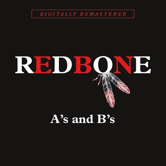 Albumhoes met de tekst REDBONE A's and B's en veren.
