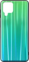 Geschikt voor Samsung Galaxy A12 Holographic Rainbow Hoesje Aurora Collection groen