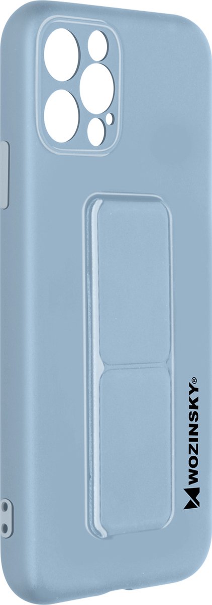 Wozinsky vouwbare magnetische steun iPhone12 Pro silicone hoes blauw