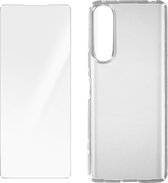 Geschikt voor Sony Xperia 5IV-hoesje soepel siliconen gehard glas 9H transparant transparant