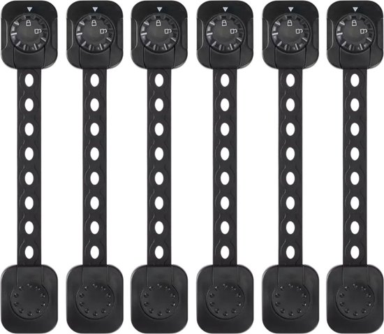 Kinderslot kastjes - Zelfklevend kinderslot - Dubbel op slot - Kinderslot op maat - Baby veiligheid - 6 stuks - Zwart