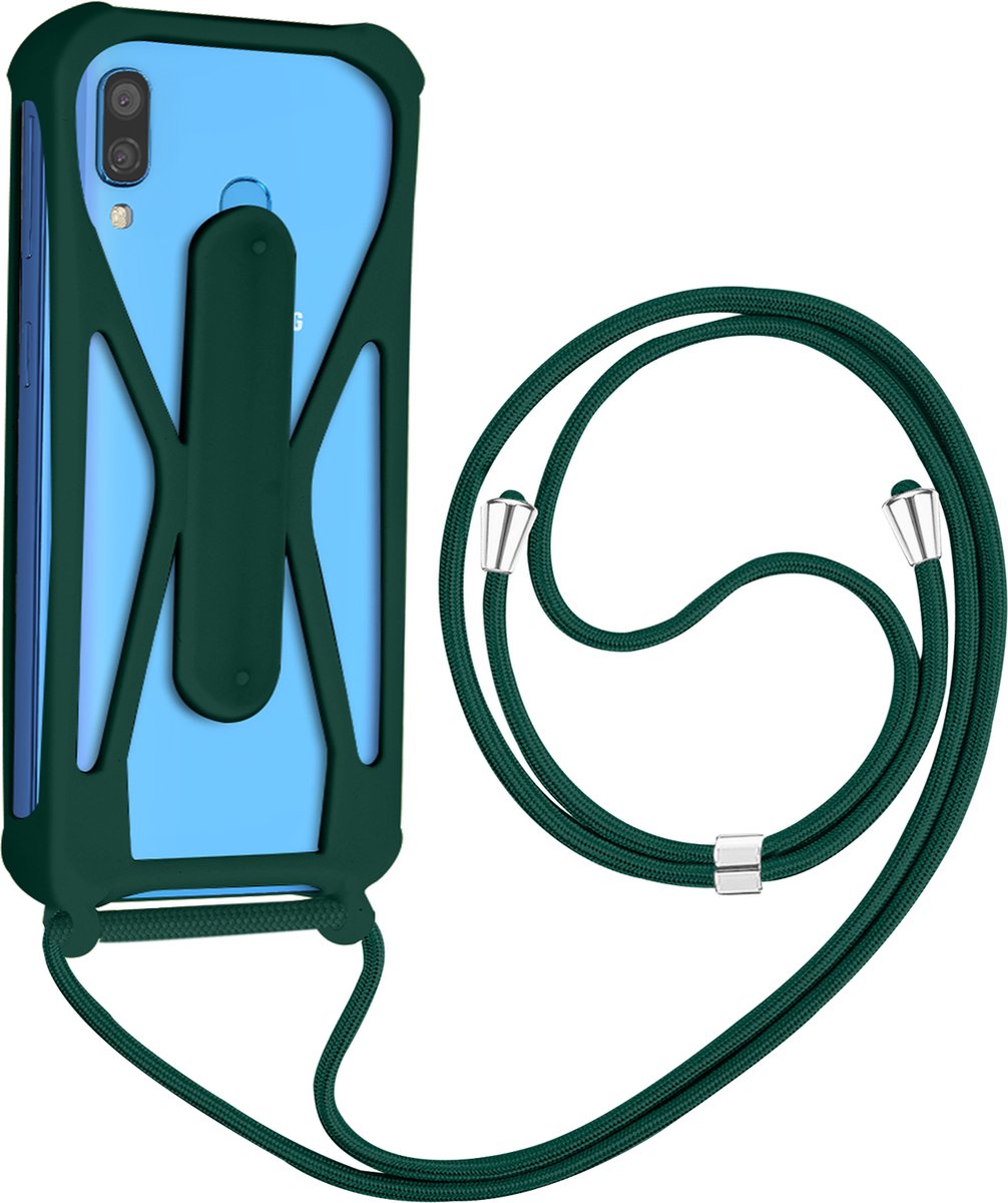 Universele Smartphone koord Case Silicone Corners bumper Kickstand groen